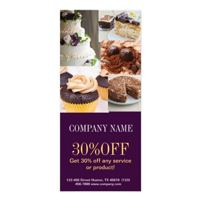 Modern dessert cake cupcake baker bakery rack card (Front)