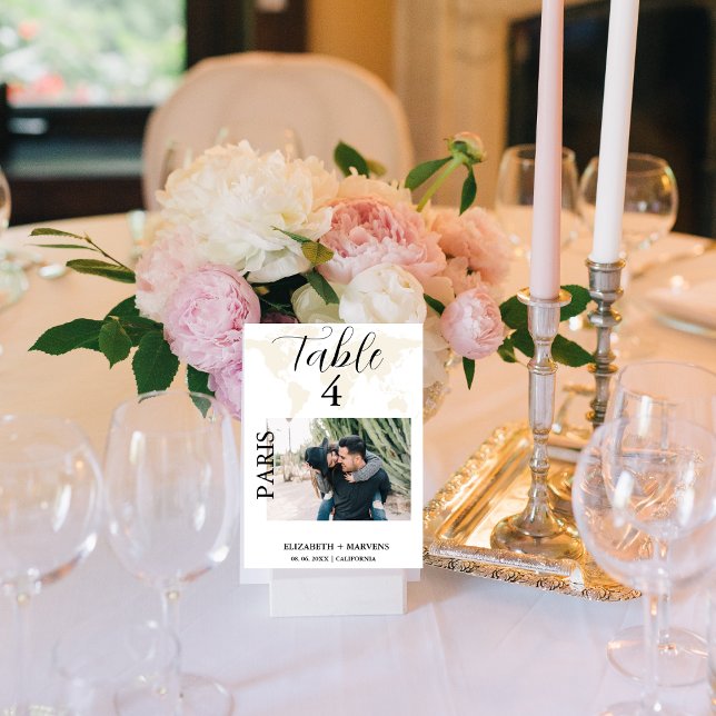 Modern Destination travel theme wedding Table Number (Creator Uploaded)