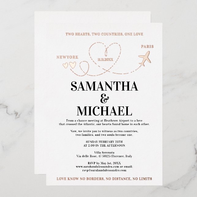 Modern Destination Wedding Aeroplane Heart (Front/Back)