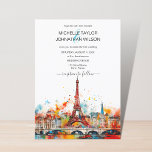 Modern Destination Wedding Paris Eiffel Tower Invitation<br><div class="desc">Modern Bold Destination Wedding Paris Eiffel Tower France Invitation,  watercolor illustration / painting</div>