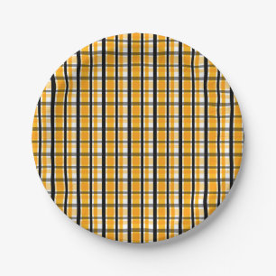 Modern Diagonal Autumn Plaid Pattern Paper Plate