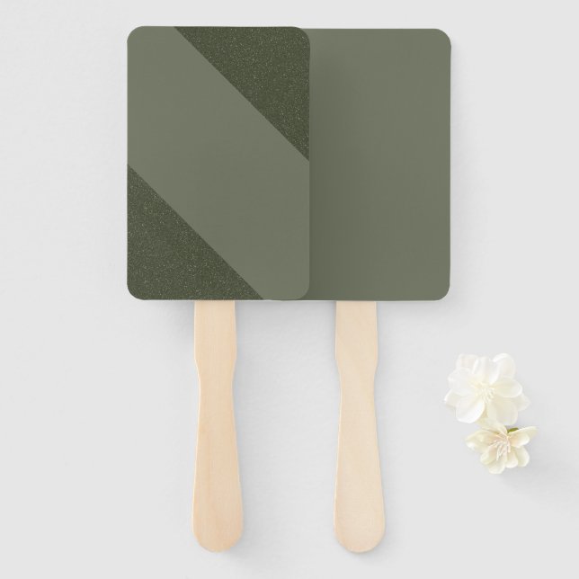 Modern Diagonal Moss Green Hand Fans (Front and Back)