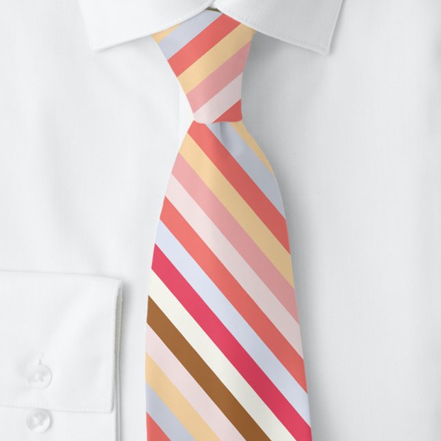 Modern Diagonal Muted Candy Stripe Tie (Modern muted diagonal candy stripe neck tie)