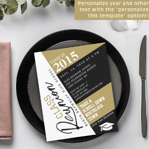 Modern Diagonal School Class Reunion Invitation