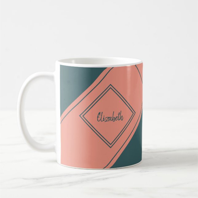 Modern Diagonal Simple Geometric Diamond Coffee Mug (Left)