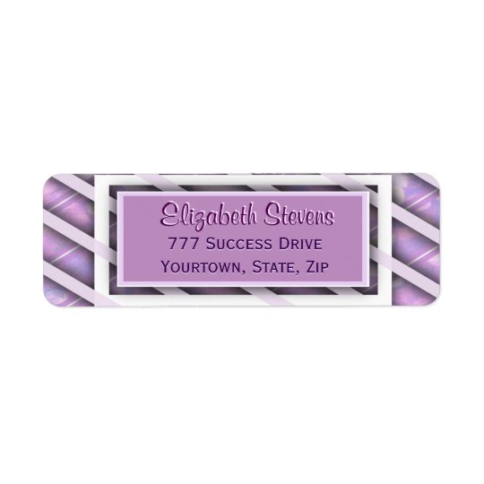 Modern Diagonal Striped Pattern Return Address Label