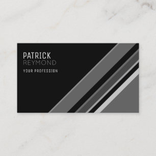 modern diagonal stripes on black business card