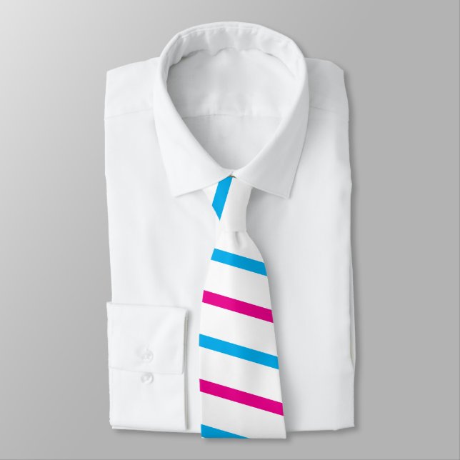 Modern Diagonal Stripes Silk Tie - Vibrant Blue an (Tied)