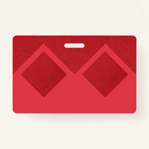 Modern Diamond Badge – Red Geometric ID Tag Custom ID Badge