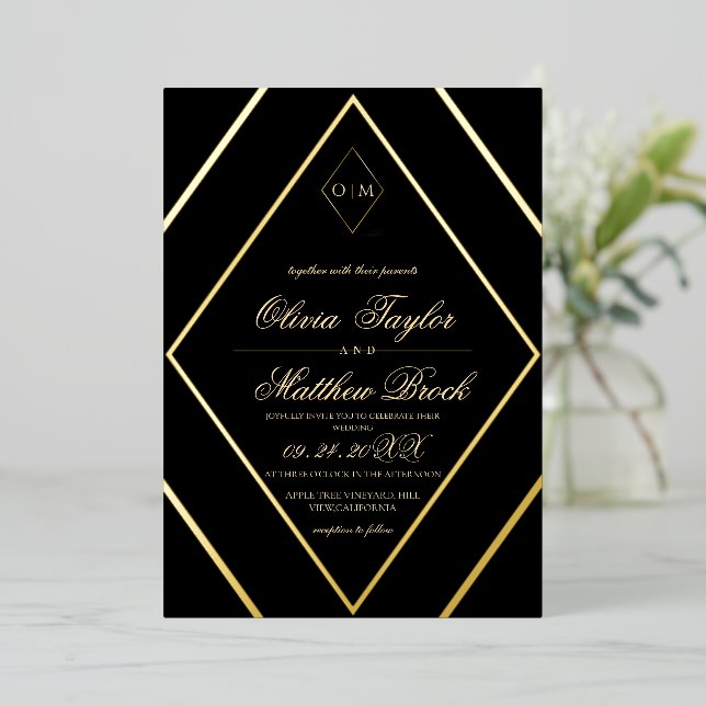 Modern Diamond Black Gold Wedding (Standing Front)