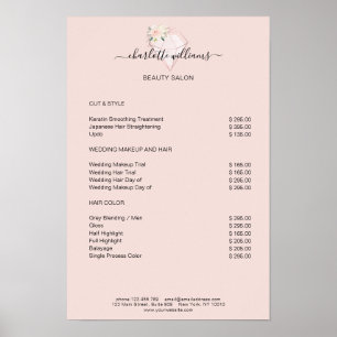 Modern Diamond Flower Price List Poster