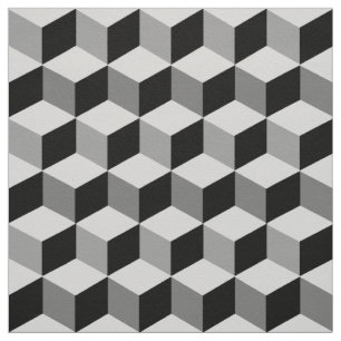 Modern Diamond Grid, Silver, Dark Grey, and Black Fabric