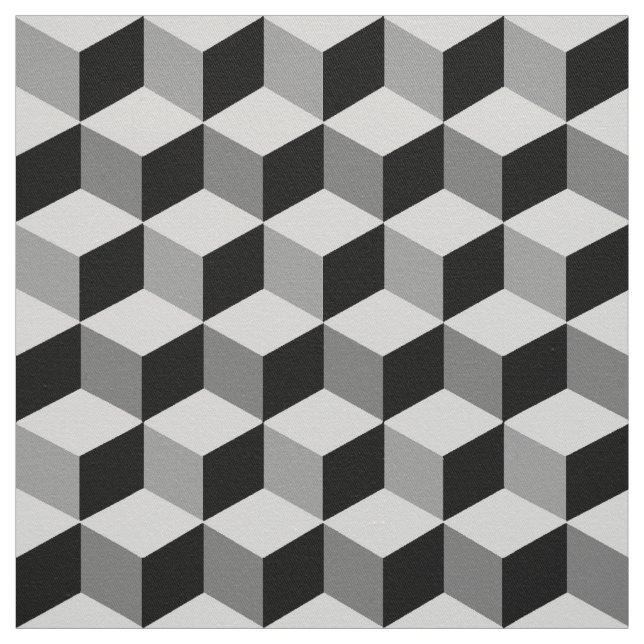 Modern Diamond Grid, Silver, Dark Grey, and Black Fabric (Swatch)
