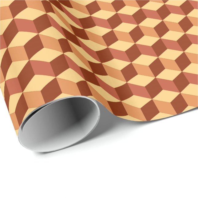 Modern diamond grid - tan, brown and rust wrapping paper (Roll Corner)