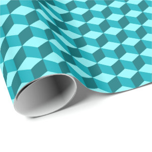 Modern Diamond Grid, Turquoise, Teal and Aqua Wrapping Paper