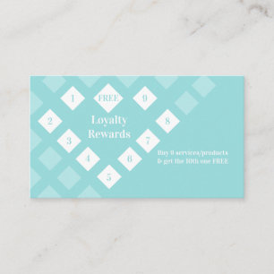 Modern Diamond Heart Loyalty Rewards Aqua Blue Business Card