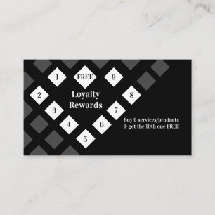 Modern Diamond Heart Loyalty Rewards Black Business Card