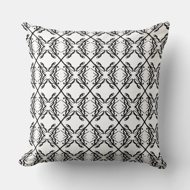 Modern Diamond Pattern in Black and White Cushion (Front)