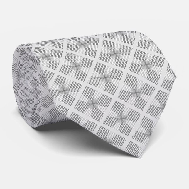 Modern Diamond Pattern in Light Silver Grey Shades Tie (Rolled)