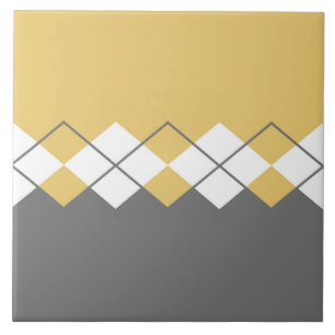 Modern diamond pattern mustard yellow, grey, white tile