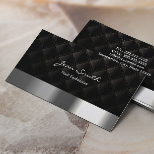 Modern Diamond Quilt Nail Technician Business Card