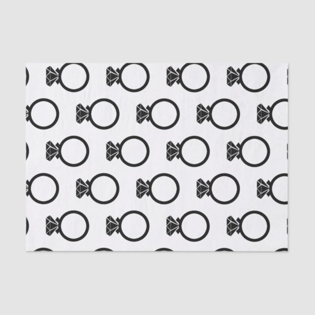 Modern Diamond Ring SIlhouettes Tissue Paper (Front)