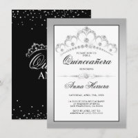 Modern Diamond Tiara Black White QUINCEAÑERA