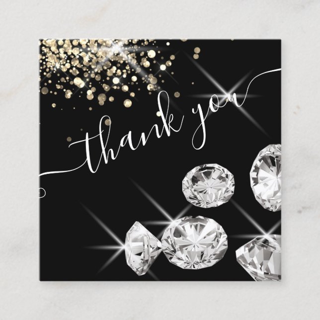modern diamonds thank you for your business square square business card (Front)