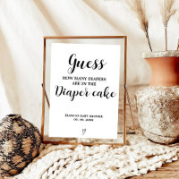 Modern Diaper cake guessing Baby Shower Game sign