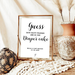 Modern Diaper cake guessing Baby Shower Game sign