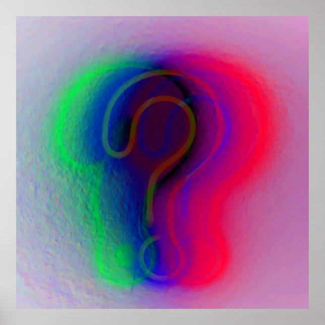 Modern Digital Art | Neon Colour Question Wall Poster (Front)