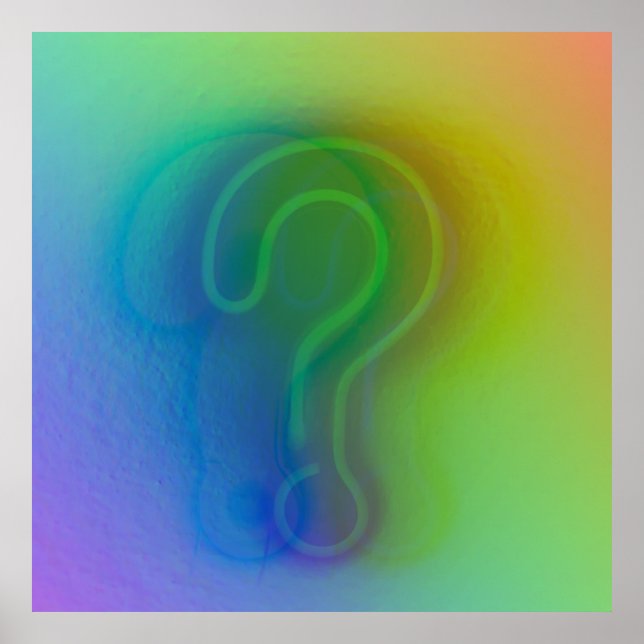 Modern Digital Art | Rainbow Shadow Question Wall Poster (Front)