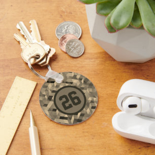 Modern Digital Camo Personalized Number Keychain