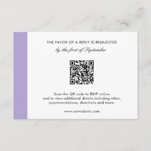 Modern Digital Lavender Purple QR Code Wedding RSVP Card