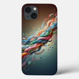 Modern Digital Ribbon Phone Case - Vibrant Rainbow