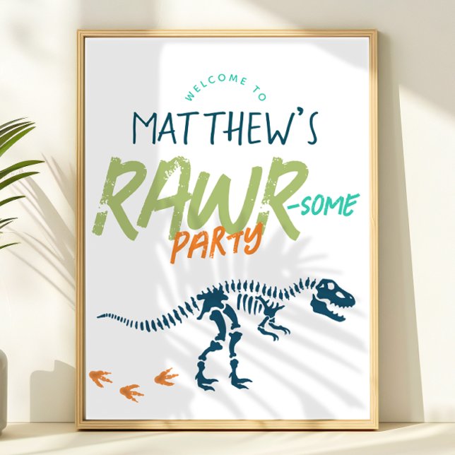 Modern Dinosaur Dig Boys Birthday Welcome Sign (Creator Uploaded)