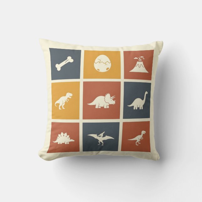 Modern Dinosaur Icon Grid Cushion (Front)