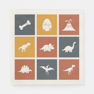 Modern Dinosaur Icon Grid Napkin