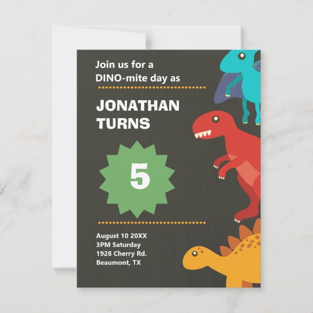 Modern dinosaur kids birthday (Front)