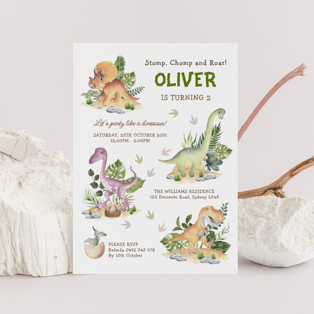 Modern Dinosaur Kids Birthday Party Invitation (Creator Uploaded)