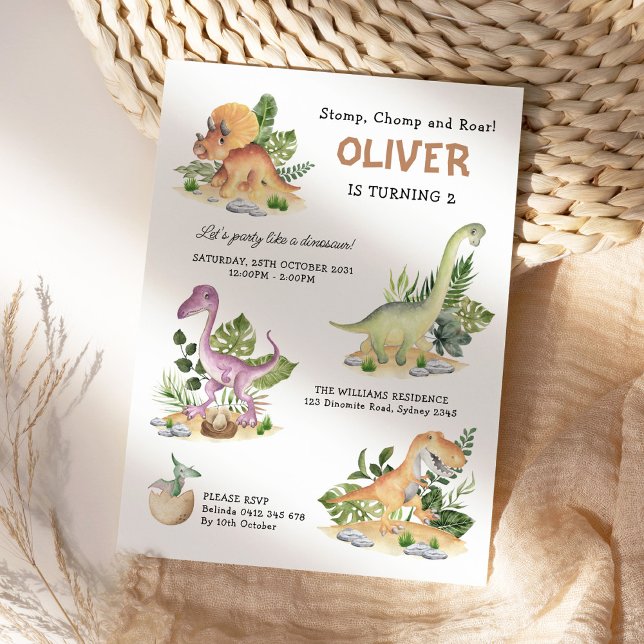 Modern Dinosaur Kids Birthday Party Invitation (Creator Uploaded)