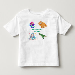 Modern Dinosaur mermaid Birthday Party Toddler T-Shirt