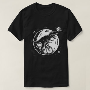 Modern Dinosaur on a Bike In Sky With Moon Funny T-Shirt