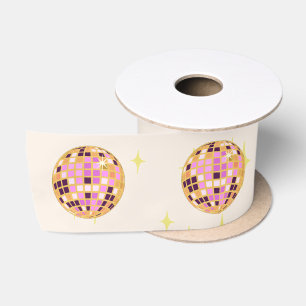 Modern Disco Ball Beige Satin Ribbon
