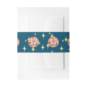 Modern Disco Ball Blue Invitation Belly Band