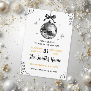 Modern Disco Ball New Year’s Eve Party  Invitation