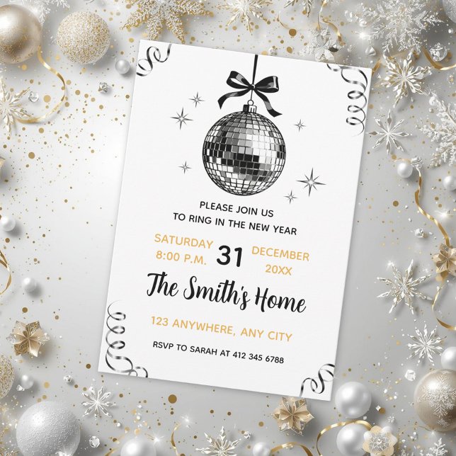 Modern Disco Ball New Year’s Eve Party  Invitation (Creator Uploaded)