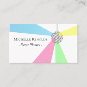Modern Disco Ball Pastel Strobe Lights Events Business Card