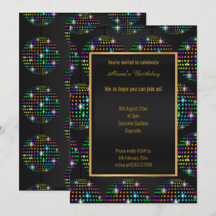 MODERN DISCO THEME BLACK ALL OCCASION INVITATION