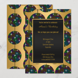 MODERN DISCO THEME GOLD ALL OCCASION INVITATION